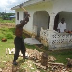 splining the wood.